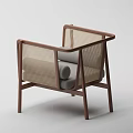 Single Sofa With Wooden Frame Rattan Weave Back And Gray Cushion
