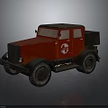 Vintage Red Truck With 3D Rendered Classic Design And White Exterior Logo