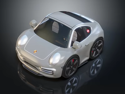 Silver Sports Car Featuring Modern Design Black Wheels Round Headlights And Shiny Surface 3d model