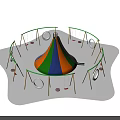 Outdoor Playground Equipment With Conical Climbing Structure Circular Frame Swings And Tire Rings