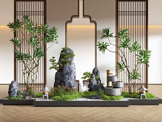 New Chinese Style Indoor Landscape Landscaping Landscape Setches Indoor Landscape Indoor Landscape Bryophytes Plant Pile 3d model