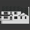 Two Story Detached House With Green Shingle Roof White Exterior And Front Porch