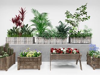 Modern flower box plant combination flower box flower bowl flower bed bonsai vegetation ornaments indoor ornaments outdoor vegetation ornaments 3d model