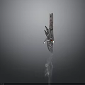 Ornate Decorative Weapon With Silver Blade Pink Handle And Red Gemstone