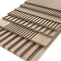 Natural Wood Wall Panels With Slatted Design Stacked For Interior Decoration