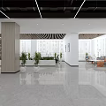 Modern Public Office Space Interior With Desk Area Green Plants And Sofa Seating