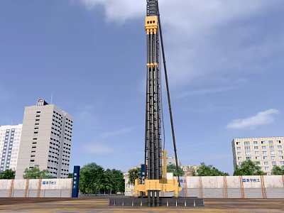 Foundation pit support site three-axis mixer SMW method pile excavator crane engineering elegant rotary spray machine 3d model