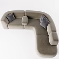 Comfortable Modern Beige Sectional Sofa With Gray Pillows And L Shaped Design 3d model
