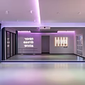 Modern Dance Studio Interior With Purple Lighting Mirrors And Spacious Floor For Fitness