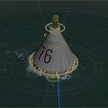 Ocean Buoy With Green Light Top And Number 76 Floating On Calm Blue Water Surface