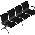 Row of Black Public Chairs With Metal Frame And Armrests For Waiting Areas