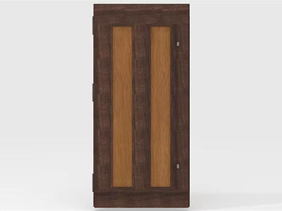 Wooden Hinged Door With Dark Brown Frame And Light Brown Wood Grain Panels 3d model