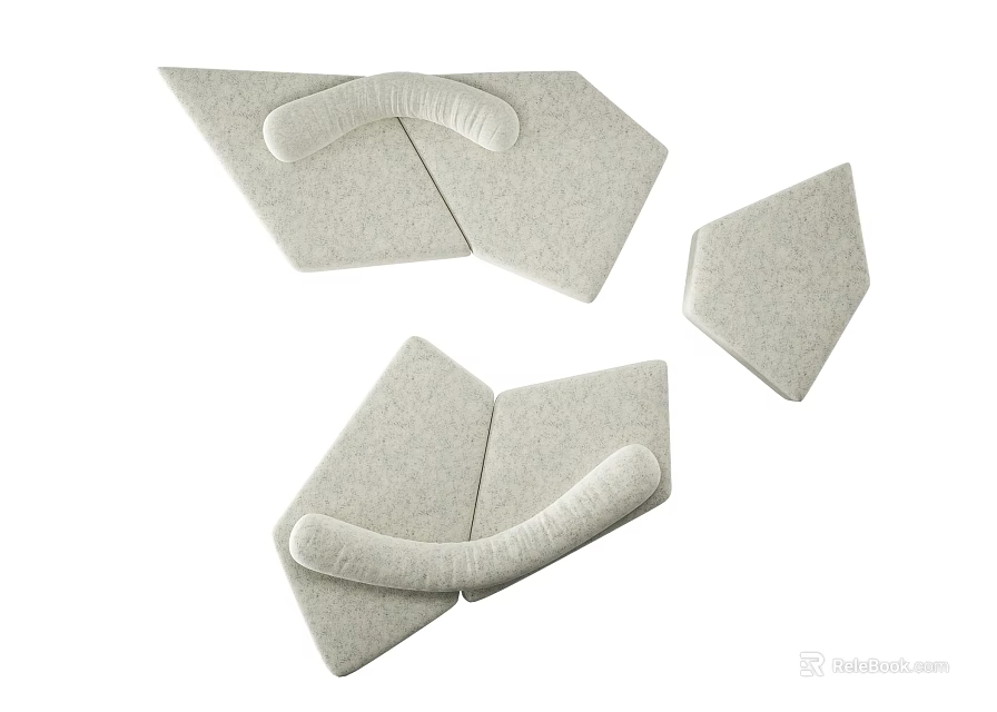 Modern Modular Sofa Set With Gray Fabric Curved Sections And Interlocking Pieces 3d model
