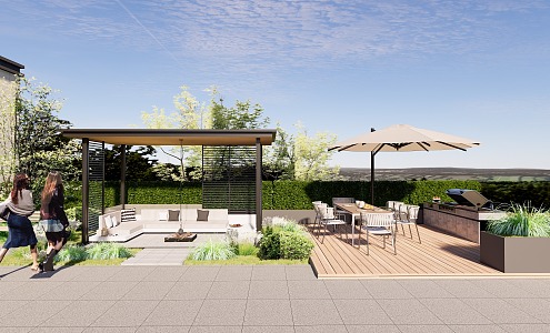 Modern Roof Garden 3d model