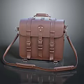 Brown Leather Messenger Bag With Vintage Design Adjustable Straps And Metal Buckles