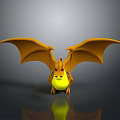 Cartoon Dragon Game Character With Yellow Body Orange Wings And Red Eyes On Black Surface