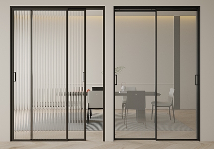 Changhong Glass Sliding Door Frosted Glass Dining Table and Chair Sliding Door Swing Door Sliding Door Single Door Track Door 3d model