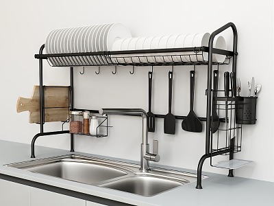 Modern Draining Rack Kitchen Supplies Storage Rack Chopping Board Spatula Washstand 3d model