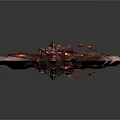 Demonic Fantasy Axe with Red Orange Flame Effects Glowing Core and Decorative Handle Texture