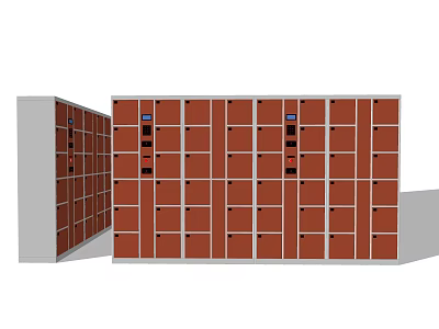 Public Facility Storage Lockers With Multiple Compartments Secure Door Design For Public Area 3d model