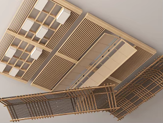 New Chinese-style Ceiling Chinese-style Solid Wood Ceiling Wooden Ceiling Special-shaped Ceiling Grille Ceiling 3d model