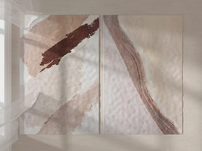 Square Carpet With Abstract Brown Beige Watercolor Pattern For Living Room Decor 3d model