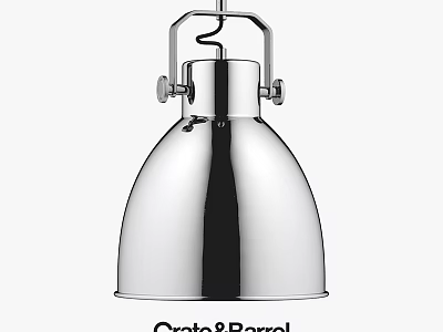 Crate&Barrel Chandelier Chrome Finish Modern Pendant Light With Dome Shade And Metal Frame 3d model