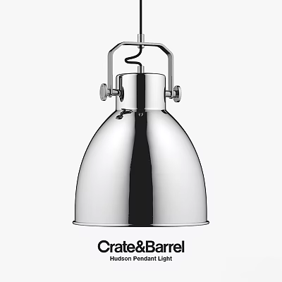 Crate&Barrel Chandelier Chrome Finish Modern Pendant Light With Dome Shade And Metal Frame 3d model
