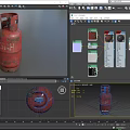 Red Old Rusty Gas Cylinder With Worn Surface And Metal Valve