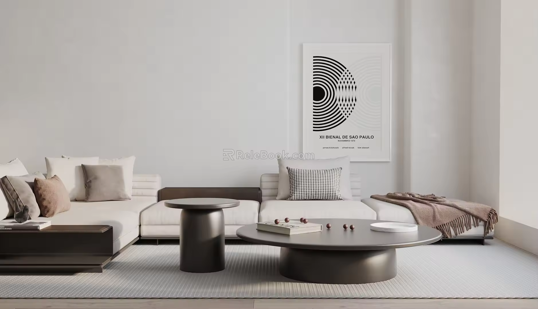 Modern Sofa Coffee Table Combination Double Sofa 3d model
