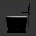 Modern Black And White Bathtub With Black Faucet And Shower Head