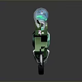 Green Stylized Weapon Gun 3D Model Featuring Red Accents White Barrel Grip Details