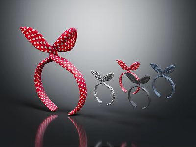 Fashionable Bow Headbands with Red Polka Dot and Various Colors Design 3d model