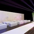Elegant Event Venue Stage Setup With White Seats Lighting And R Decor