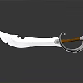 Unique Curved Blade Weapon With Silver Metal Serrated Edge And Brown Wooden Handle
