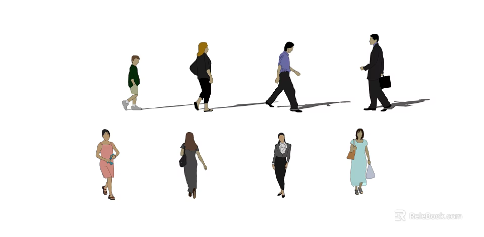 Diverse Group of People Walking and Standing in Public Area With Various Outfits 3d model 