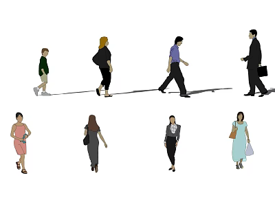 Diverse Group of People Walking and Standing in Public Area With Various Outfits 3d model