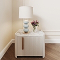 Bedside Table Table Lamp Side Cabinet Low Cabinet 3d model