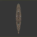 Detailed Model Warship With Orange Hull White Superstructure And Deck Details