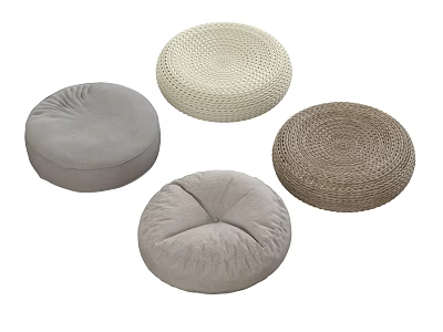 Different Colored Floor Cushions In Woven And Fabric Materials For Comfortable Seating 3d model