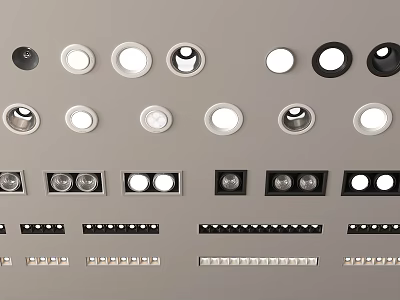 Recessed and Spotlights Various Black White Round Square Designs for Ceiling Lighting 3d model