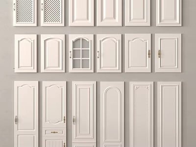 White Door Components With Various Styles And Different Panel Grille Designs 3d model