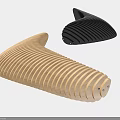 Curved Wooden Landscape Seats With Striped Design In Light Wood And Black Colors