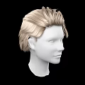 Game and Movie Character Head Model With Blonde Curly Hair On Black Background