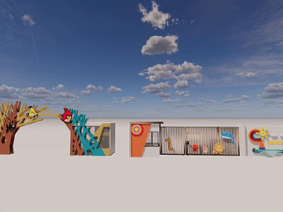 Modern Gate Kindergarten Entrance Gate 3d model
