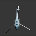 Detailed Light Blue Helicopter Model With Rotors Landing Gear On Reflective Surface
