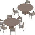 Two Wooden Round Dining Tables With Matching Chairs For Dining Space 3d model
