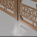 Wooden Railing With Intricate Carved Patterns Geometric And Circular Decorations Traditional Chinese Style Design