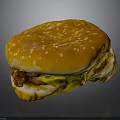 Juicy Burger with Sesame Seed Bun Cheese Patty and Crispy Bacon Golden Crust