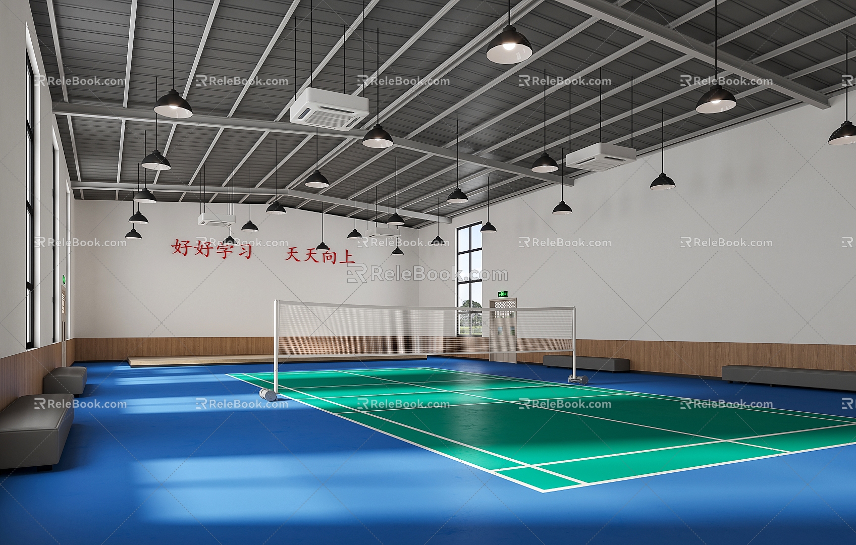 modern badminton court 3d model